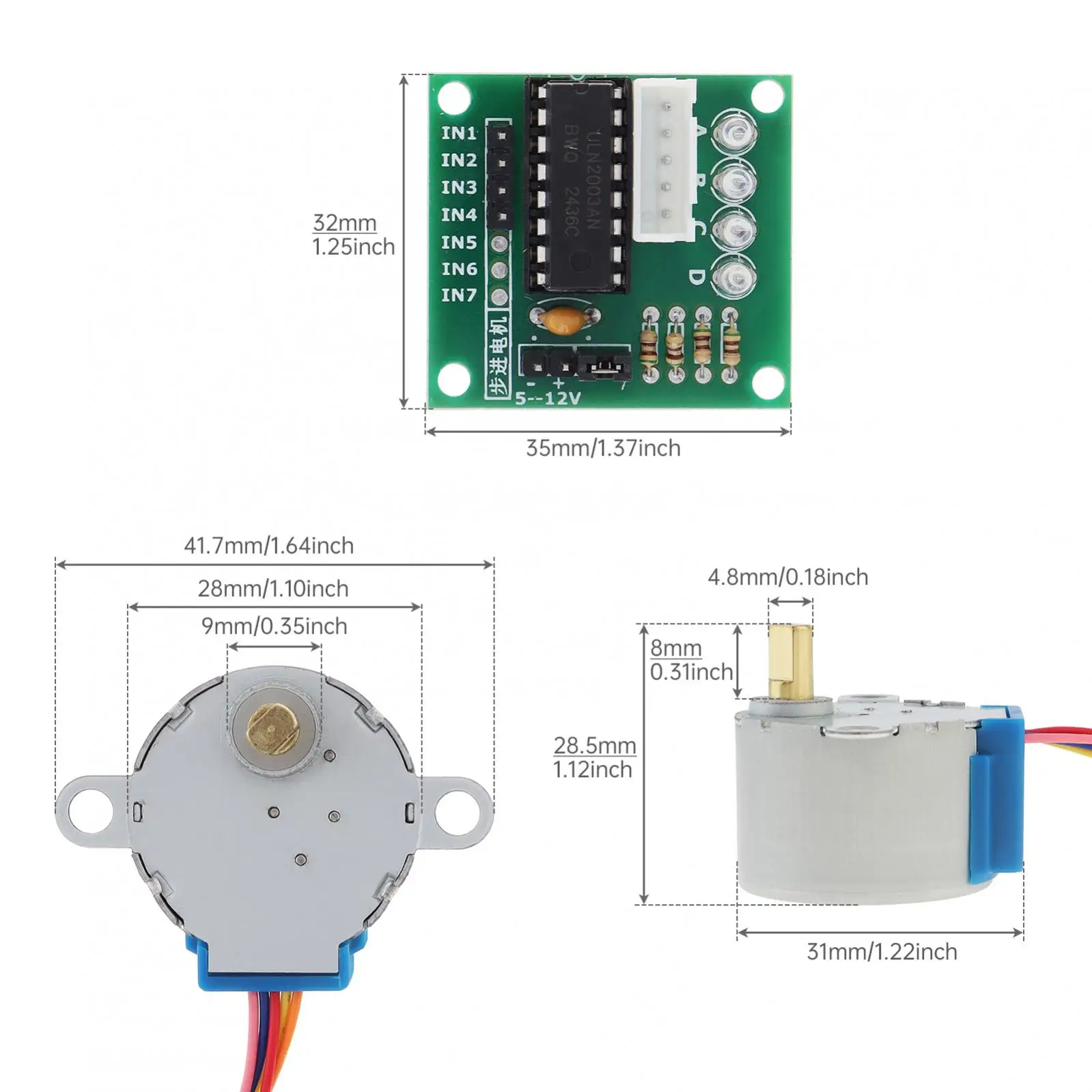 2pcs/set 28BYJ-48 Stepper Motor and ULN2003 Driver Board Kit Fit for PI PIC Motor Accessories