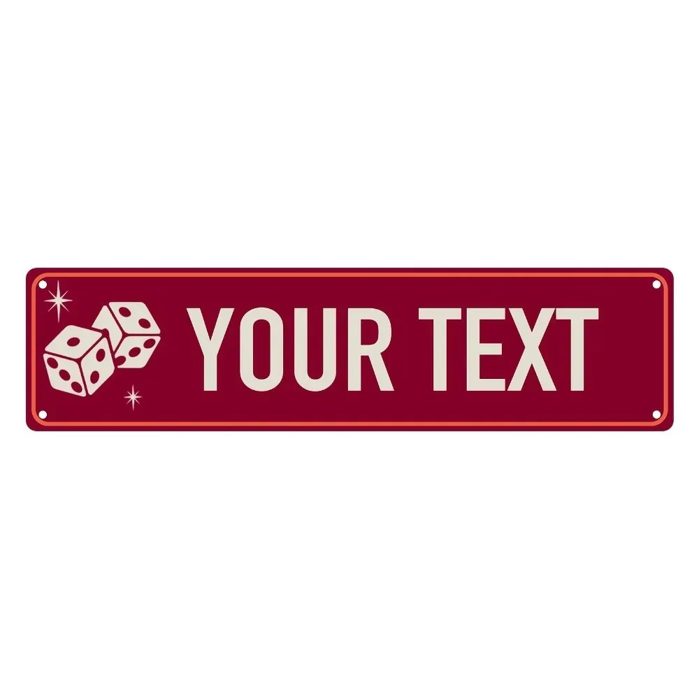 [CIFbuy][2D Flat]Custom Burgundy Dice Aluminum Sign,Personalized Custom Text Wall Decor(Only For Decoration)