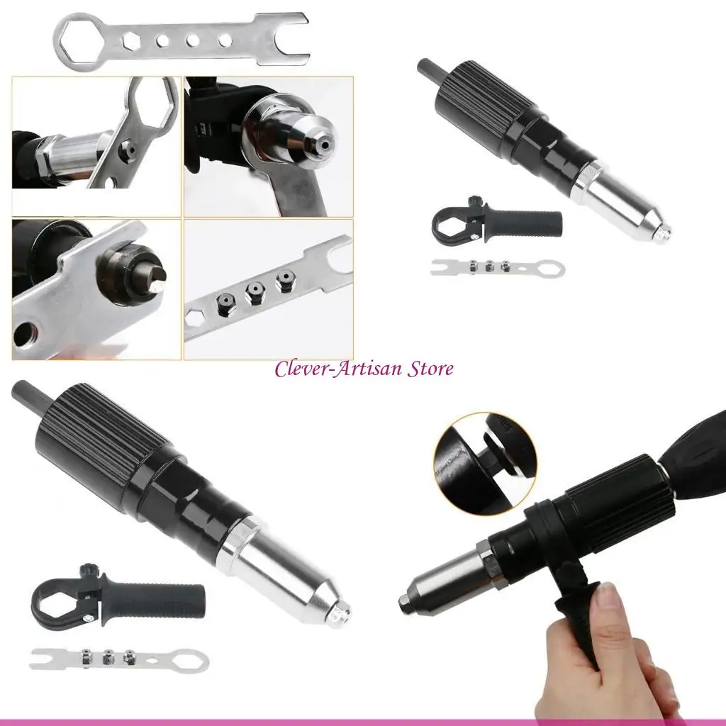 

E06B Электрическая клепальная машина Электрическая клепальная дрель Адаптер Набор инструментов для клепки Клепальная гайка для