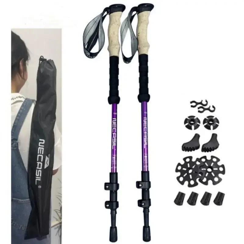 

Walking Trekking Poles 2pcs Stainless Steel Collapsible Telescopic Sticks Lightweight Walking Hiking Stick Climbing Stick