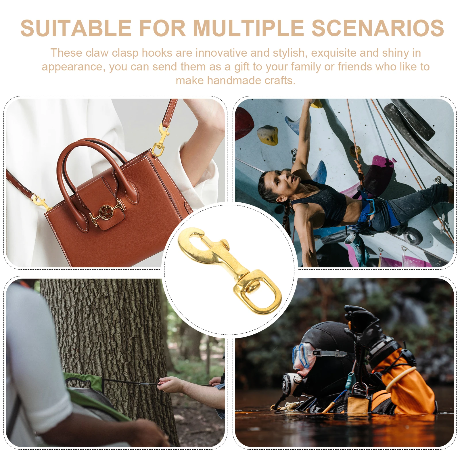 

2pcs Rotating Spring Hooks Sturdy Brass Swivel Snap Hook Clasps Lanyard Trigger Clips Keychains Pendants Crafts Accessories
