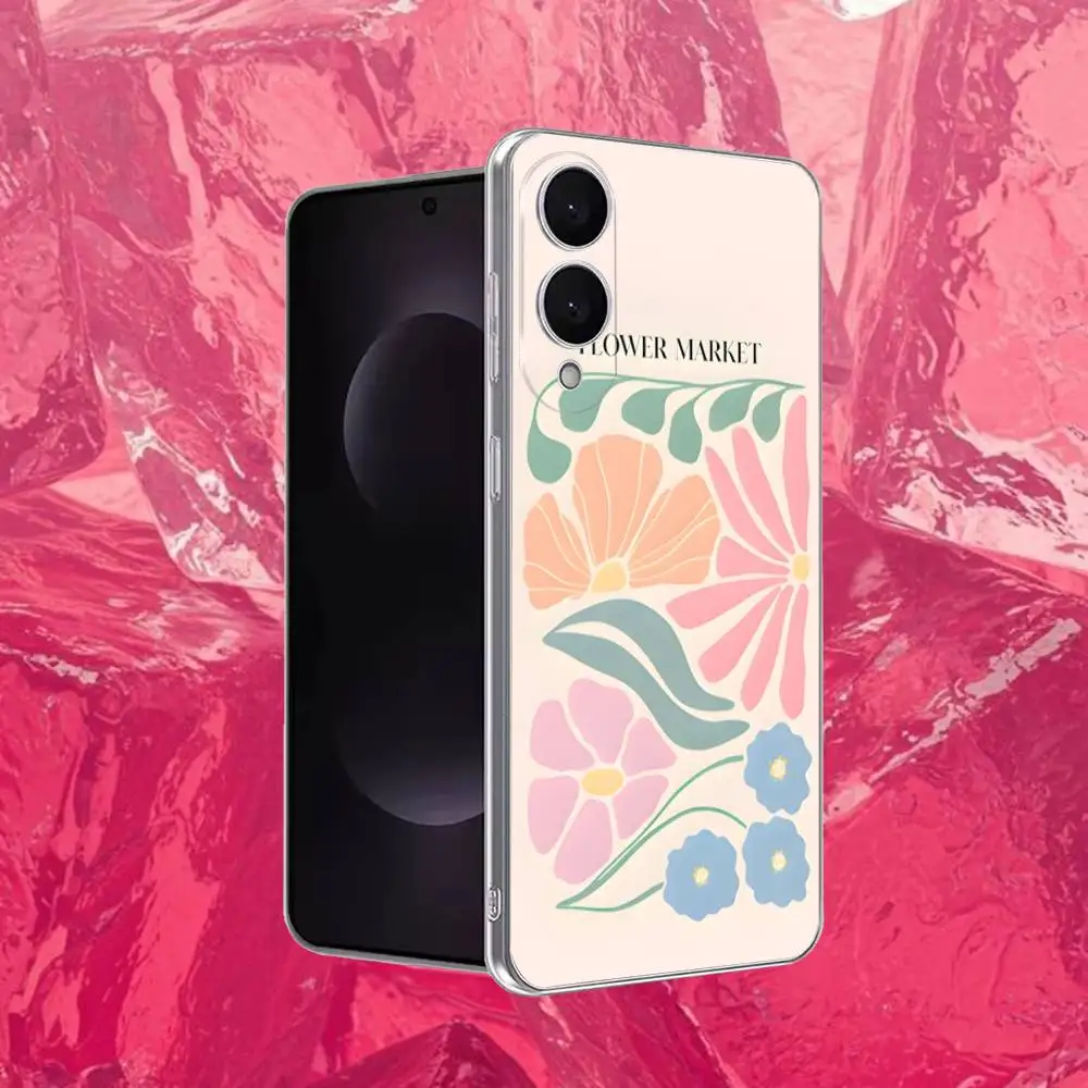 抽象的なフラワーマーケット電話ケース サムスン S30、23、21、22、20、FE、ライト、S10、9、8、7 プラス Note20ultra 透明ソフト用