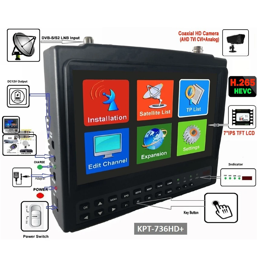 7-inch IPS High-Definition Spectrum Analysis Signal Tester KPT-736HD+Added AHD Test