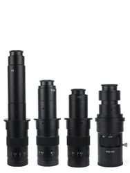 200X 180X 300X Microscope Adjustable Magnification Monocular Zoom C mount 0.3X 0.5X 2X Barlow Lens For Video Microscope Camera