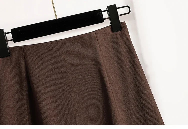 Koreanischer Stil Einfarbiger Hochtaillierter Elastischer Rock für Damen A-Linie 2026 Frühling Herbst Neu Elegant Vielseitig Alltagsrock – Detail 27