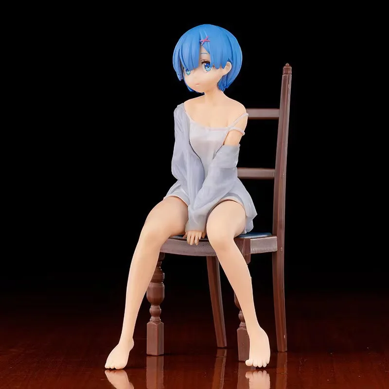 16cm Anime Re:Life in a different world From Zero Rem Ram Sit on Chairs Action Figures Model Doll Collection Toy gifts
