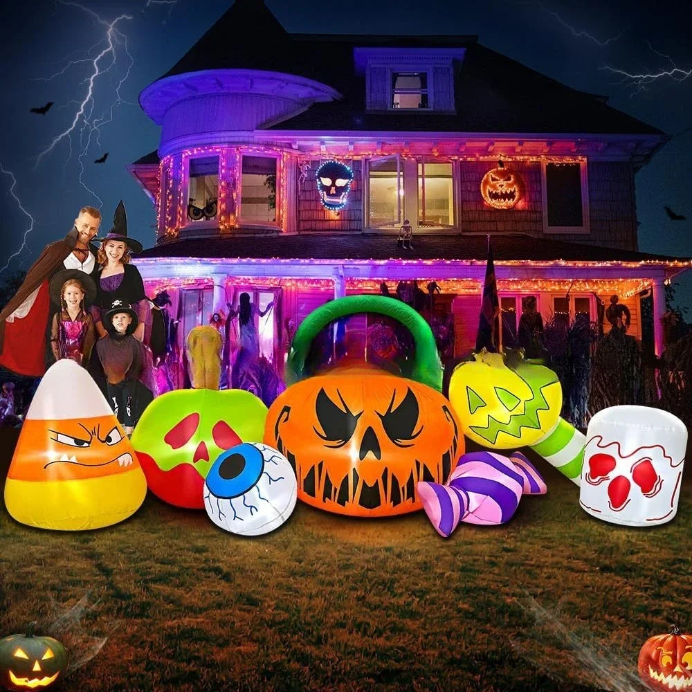 Halloween inflatable pumpkin candy air model led light luminous decoration garden ornament cartoon air model