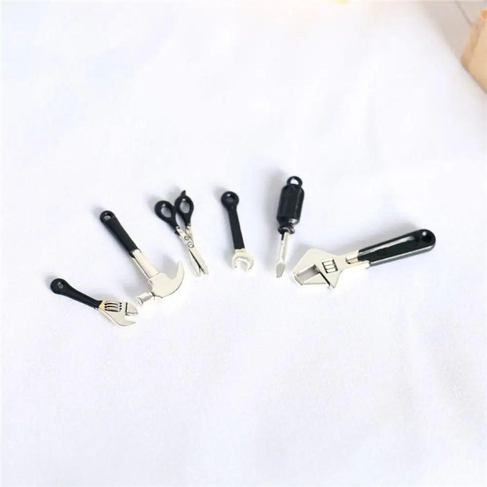 For Girls 1:12 or 1:6 Miniature Repair Kits Model Toys Hand Tools Dollhouse Hammer Alloy Decoration Doll Wrench Playing House