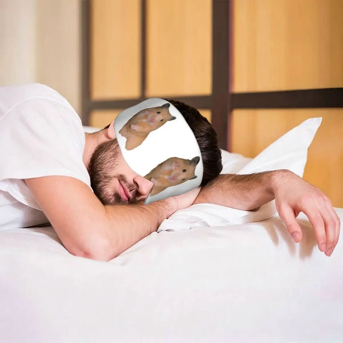 Antifaz para dormir con diseño de signo de paz y hámster, bloqueador de luz, portátil, para niñas y niños, para la oficina, siesta, regalo para fiestas