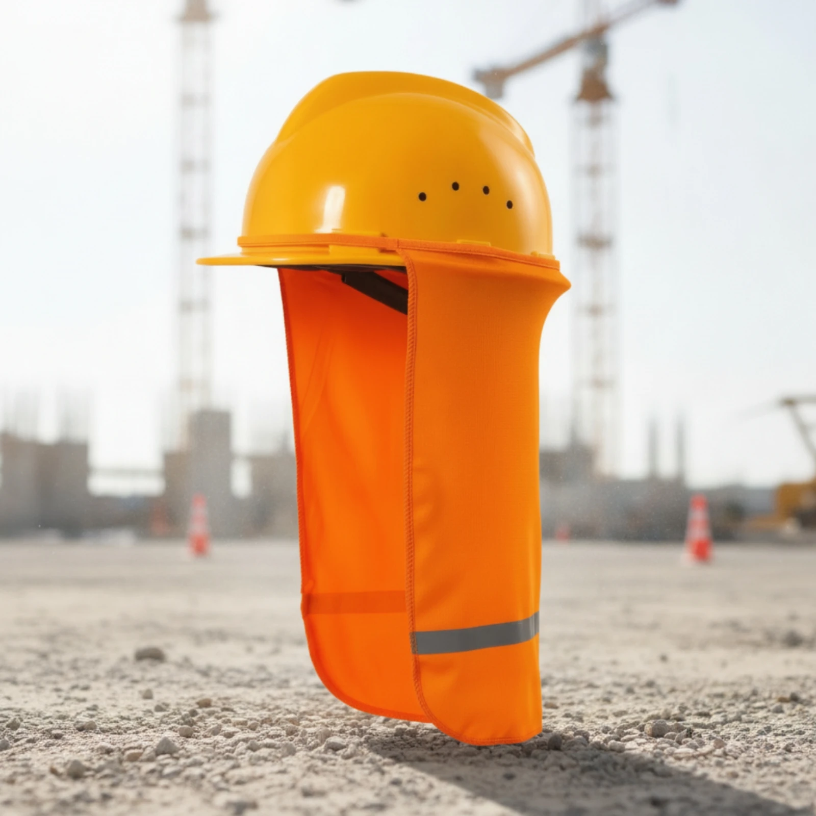 Hard Hat Sunshade with Reflective Strip High Visibility Helmet Shade with Neck Drape Hard Hat Sun Guard Easy Attachment