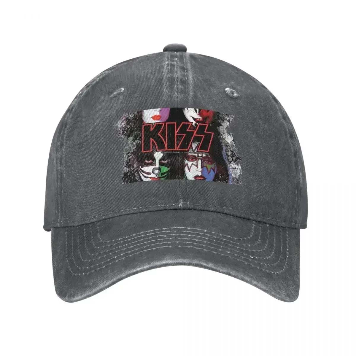 New KISS The Band All Members Faces Brush Effect Baseball Cap Rugby Brand Man Cap Sun Hats For Women Men's
