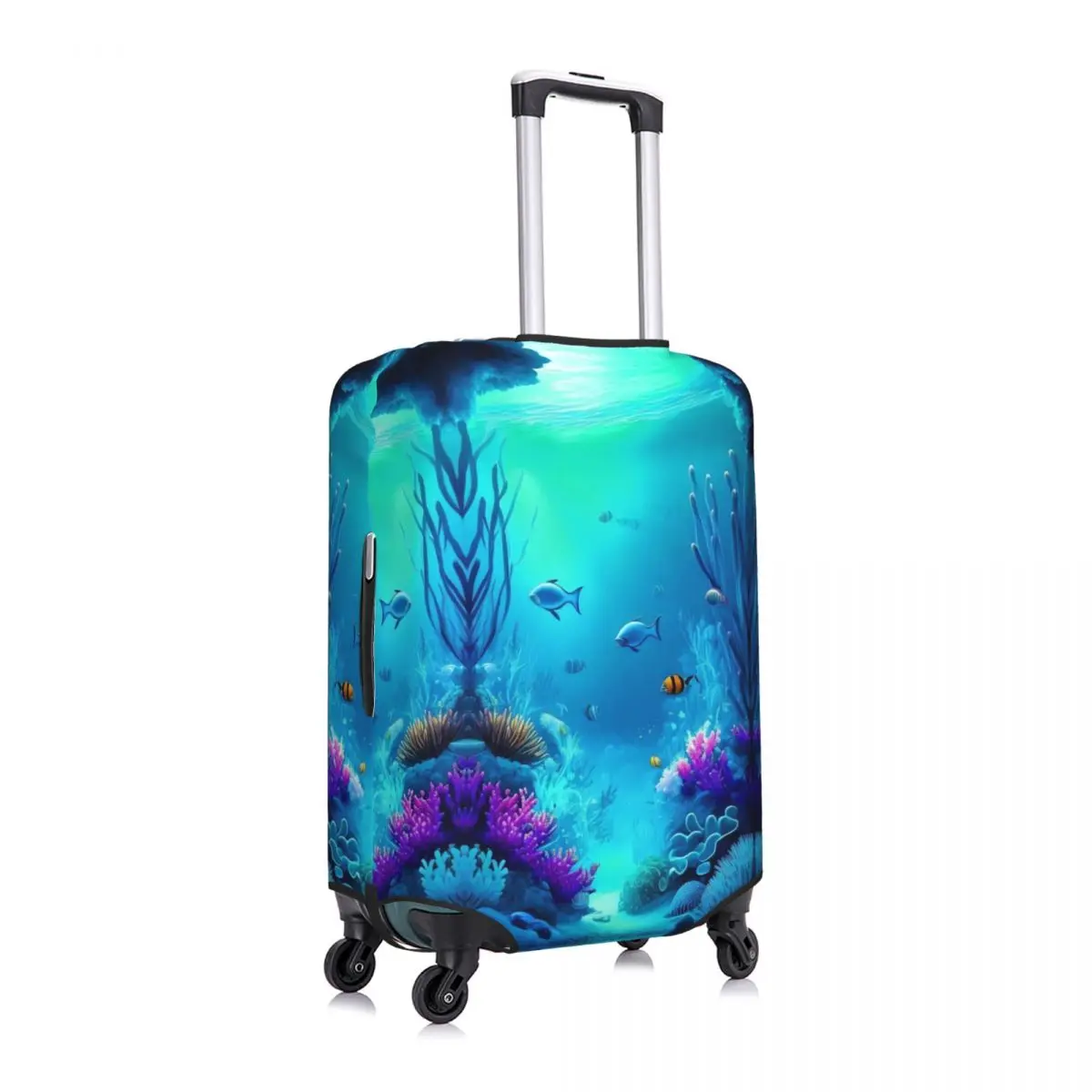 Fish Suitcase Cover Vacation Sea Life Print Elastic Luggage Case Business Protector