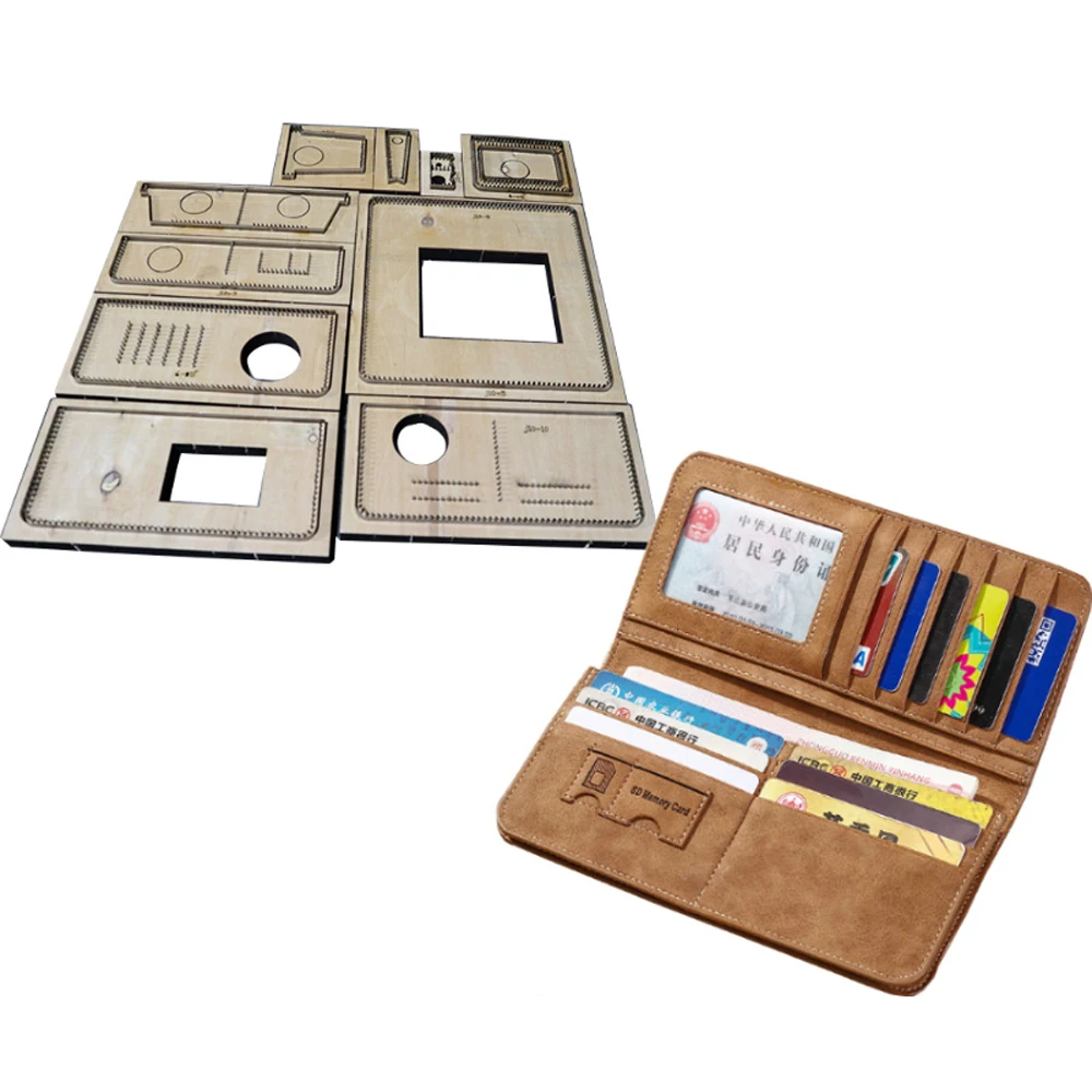 Metal Hollowed Punch Tool Set 20x20cm, DIY Handmade Leather Cutting Mold for Folded Wallet & Card Holder Craft