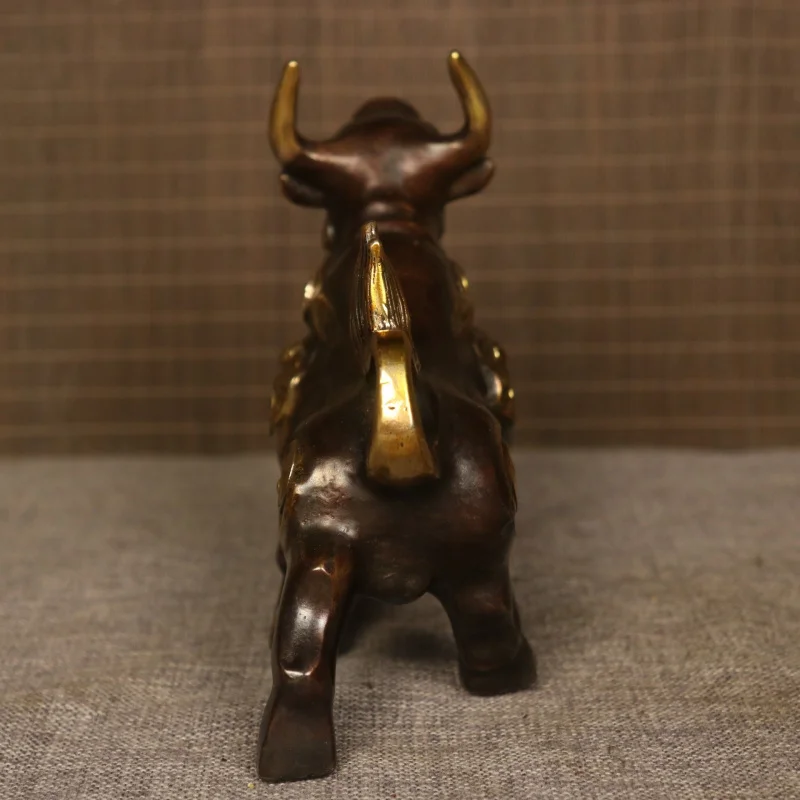 Antique Brass Zodiac Ox Figurine Ox Spirit Home Office Desk Decoration Gift Craft Wholesale