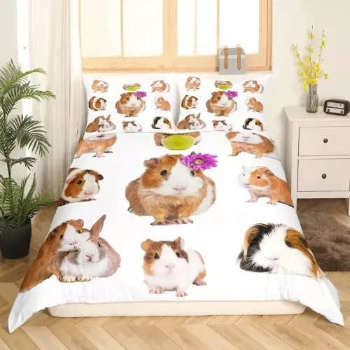 

Guinea Pig Duvet Cover Bedding Set Decoration Gift Suitable for Children Boys Girls and Adults Warm Soft Comfortable Breathable