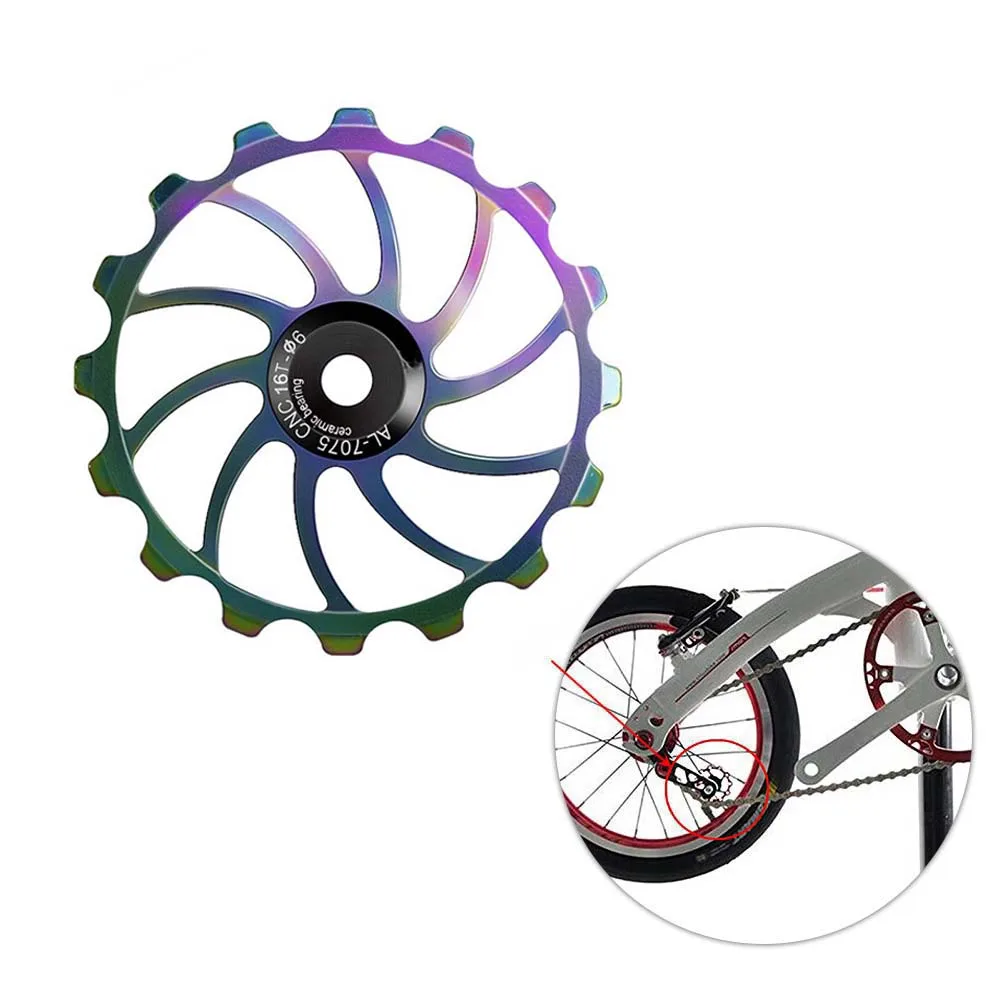 Mountain Bike Aluminum Alloy Bicycle Parts Ceramics Pulley Wheel 14T 16T Rear Derailleur Guide Roller Bearing Guide Wheel