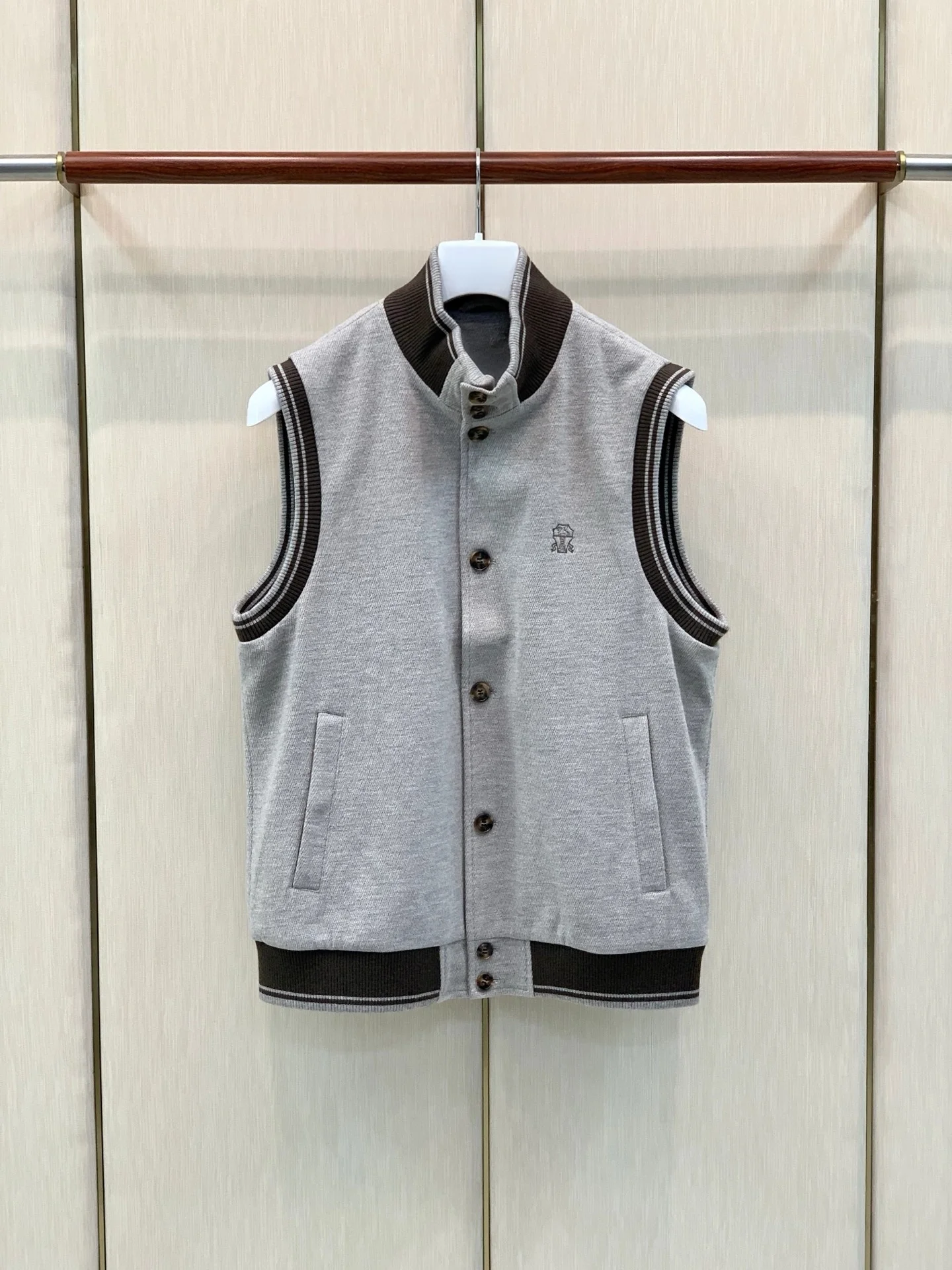 Italian Style Men's Casual Jacket Vest Autumn Winter New Style Button up Stand Collar Luxury Elegant Outerwear