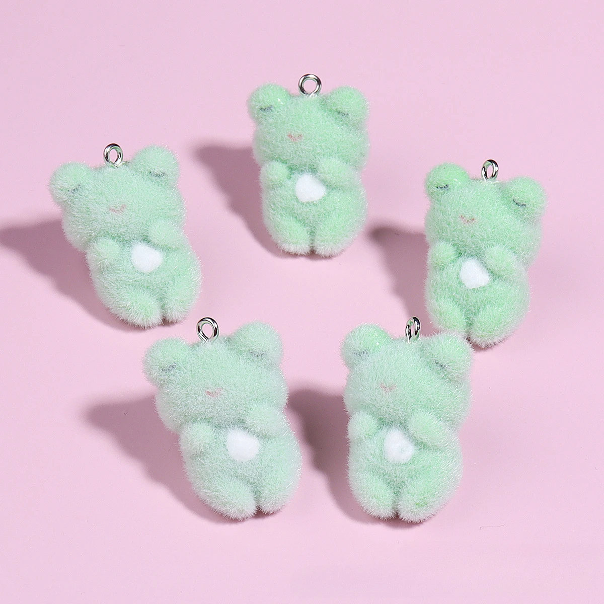 30pcs Resin Flocking Stereo Charms Cartoon Cute Frog Pendant for Necklace Keychain Making DIY Jewelry Accessories Wholesale