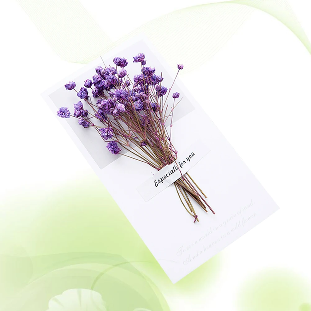 6-delige bruiloft opvouwbare wenskaart gedroogde bloem versierd bloemen paarse uitnodiging