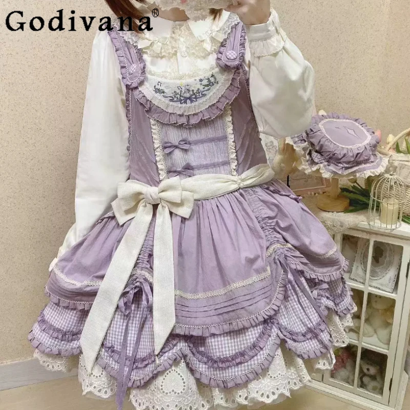 

New Elegant Lolita Women Long Sleeve Peter Pan Collar Sweet Bow Shirt Fashion Cute Girl Age-reducing Versatile Loose Shirts