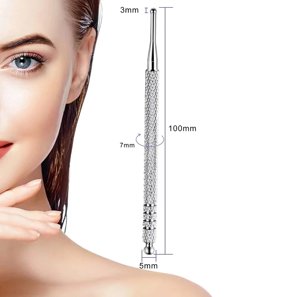 Facial Reflexology Massage Tool Retractable Acupuncture Pen Double Headed Spring Ear Care Tool Point Probe Pen Massager for Face