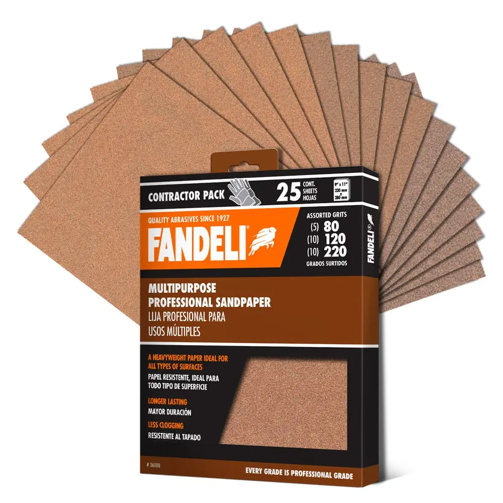 

Multi-Purpose Sanding Paper Assorted Grits 80 120 220 for Wood Metal Hand Sanding and Orbital Sanders 25 Sheets 9x11 Inch