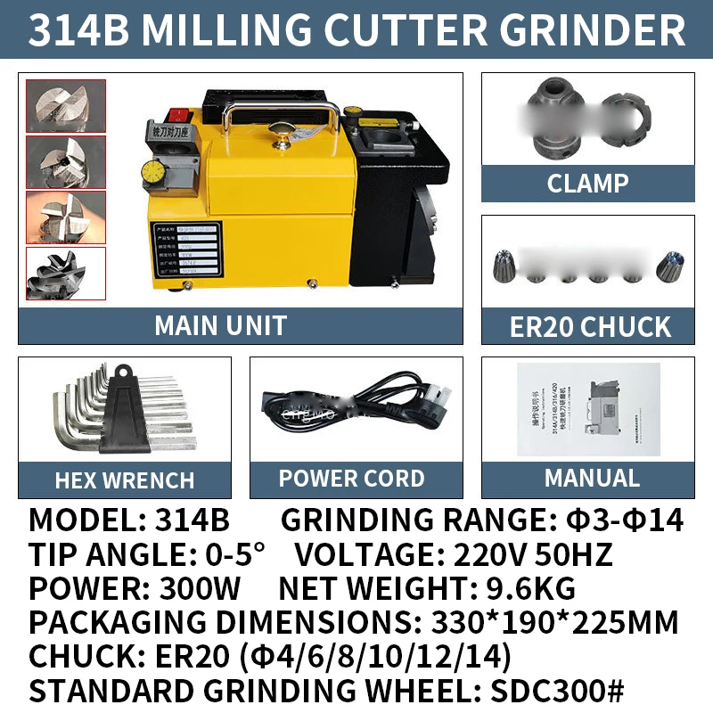 

Fast Milling Cutter Grinding Machine Φ3-Φ20 2/3/4/6-Flute Alloy Tungsten Steel High-Speed Steel End Mill Sharpener