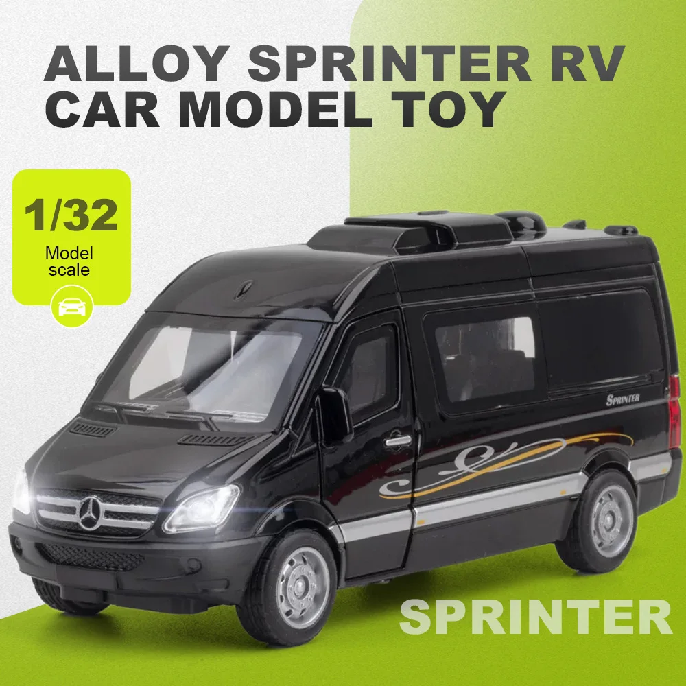 

1:32 Scale Sprinter RV Camping Car Model Toy Doors Opened Pull Back Models Alloy Diecast Vehicle Hobby Collections for Father