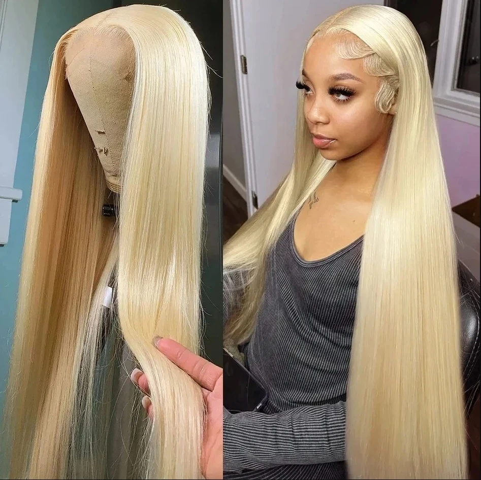 Straight 613 Blonde Lace Frontal Wig 30 inch 13x6 Hd Lace Front Wig 180 Density Brazilian Human Hair Wig Colored Glueless Wig