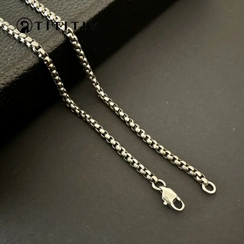 

New Pure Titanium Necklace Square Box Chain Width 3mm Lightweight Anti Allergic Square O-chain Fashionable Classic Accessories