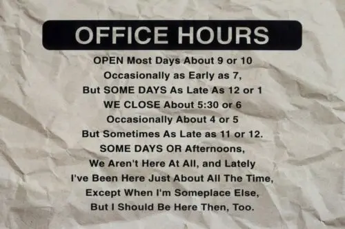 Office Hours Humorous Vintage Retro style Metal Sign, office, workplace,