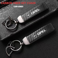 Carbon Leather Car Keychain Zinc Alloy Keyrings For Opel Astra Grandland Corsa Mokka Frontera Insignia Zafira Vivaro Karl Combo