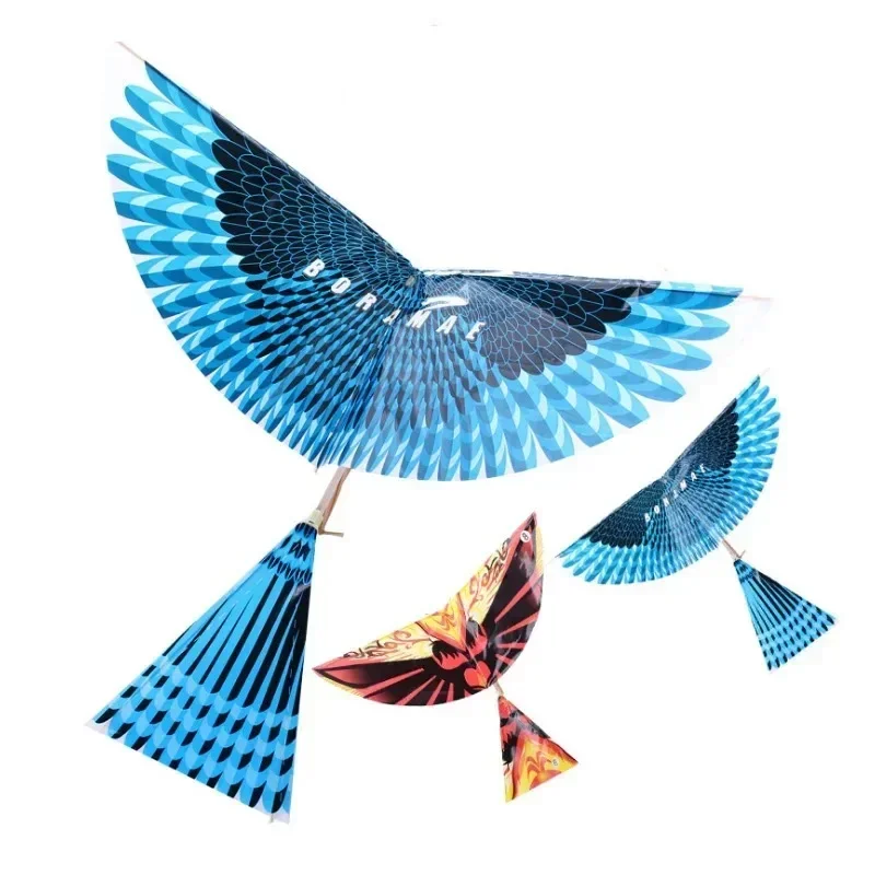 Kids Flying Birds Kite Elastic Rubber Band Powered Flying Birds Kite Funny Kids Toy Outdoor Sports Parent Child Interactive Toys