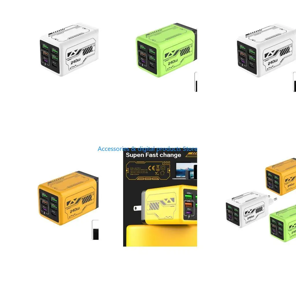 77JD 240W Travel With 6 Outlets Provides Fast billing Your Electronics Lightweighted Charging Dock