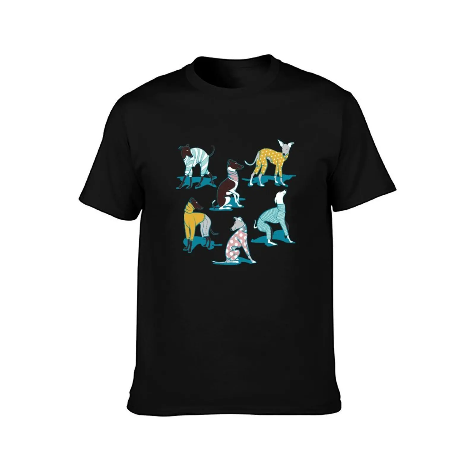 Greyhounds dogwalk // turquoise background T-Shirt Work Wear Simple Tee Shirt T-Shirt