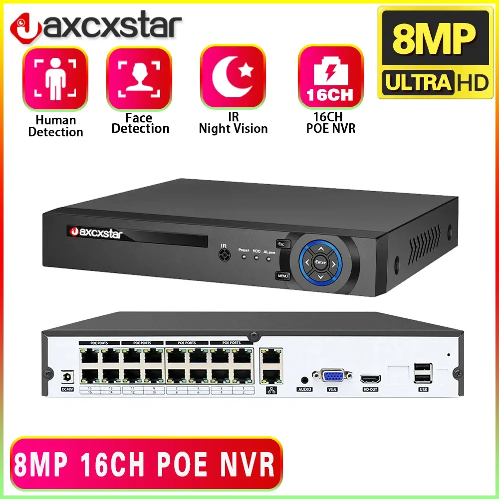 

16CH 10CH 8CH 4CH 4K 8MP 5MP POE NVR For POE IP CCTV Surveillance Camera System Kit H.265+ CCTV NVR Audio Video Record ONVIF