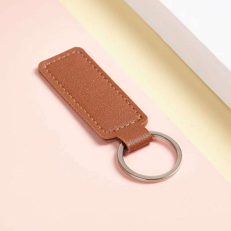 Custom Name PU Leather Keychain Laser Personalized Logo Bag Keyring Room Number Rectangle Key Chain Ring Gift