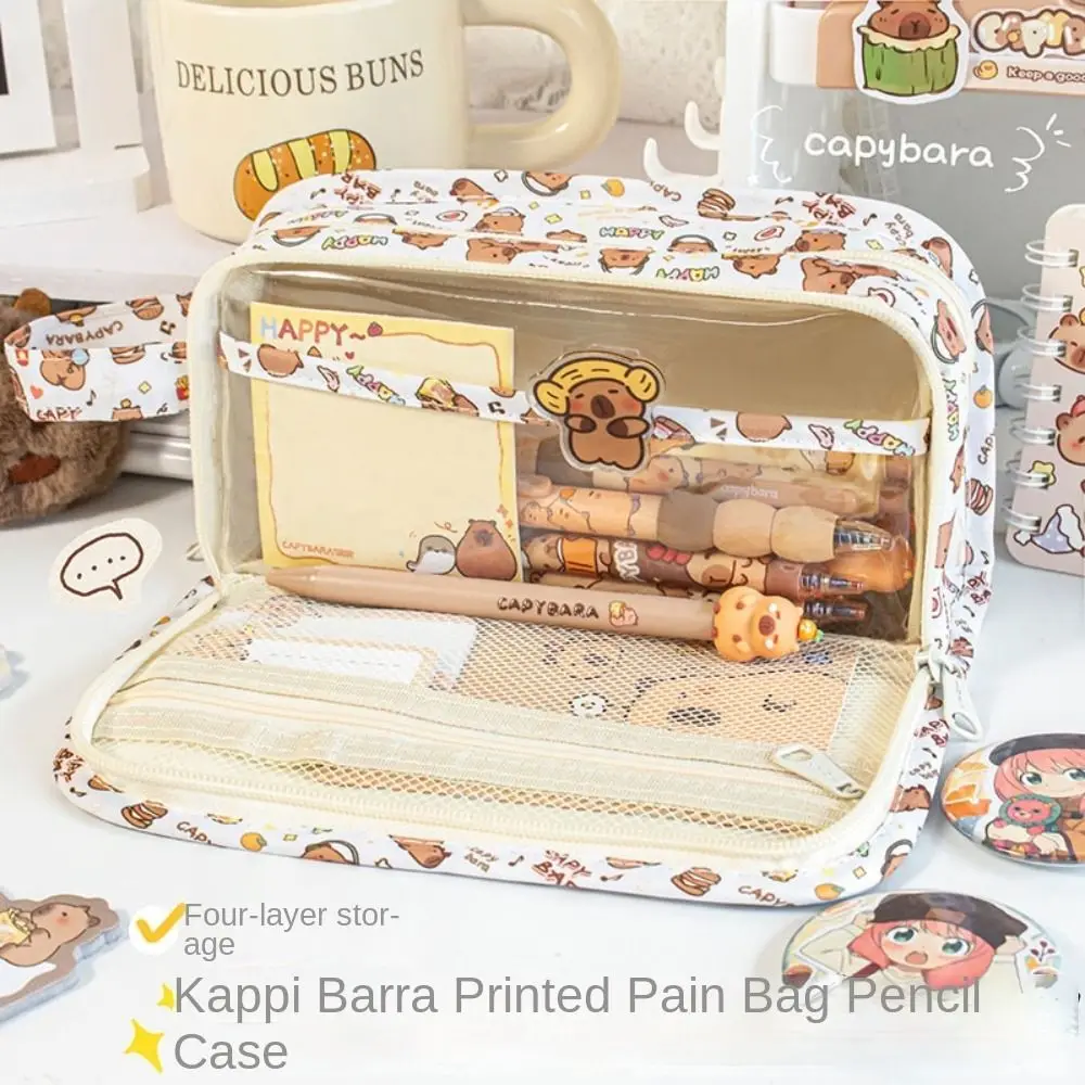 

Подарочная сумка-ручка с капибарой, большая вместительная многофункциональная сумка для канцелярских принадлежностей, милые школьные канцелярские принадлежности с героями мультфильмов для студентов