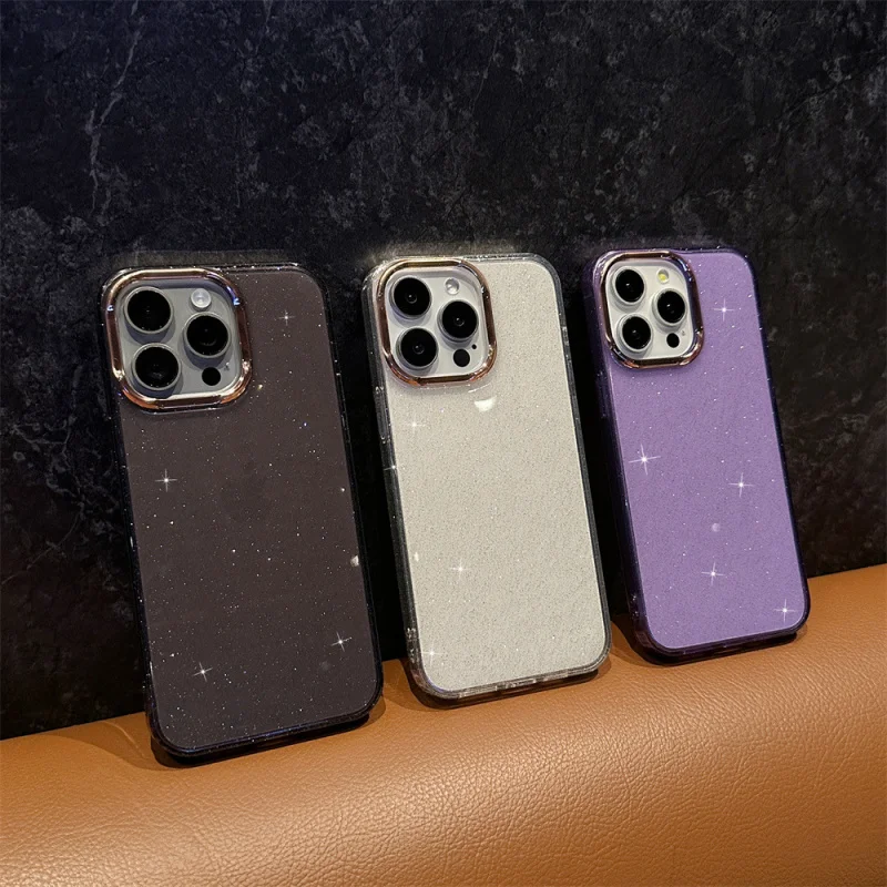 

Electroplated Starry Sky Glitter Phone Case Suitable for iPhone 14Pro，Transparent golden light