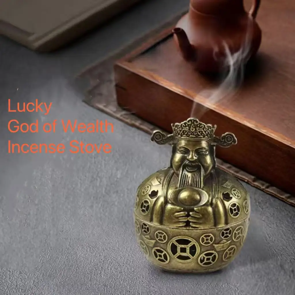 

Wealth Gold Holding Money Incense Stove Mini Sturdy Alloy Home Office Tea House Ornaments Lucky Vintage Fengshui Incense Holder