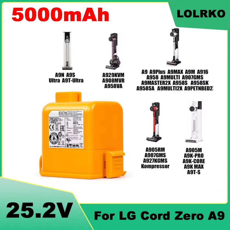 EAC 63382204   Литий-ионный аккумулятор 25,2 В для беспроводного пылесоса LG Cordzero A9 A9 + A9Plus A9M A9MASTER2X A9MULT12X A9PETNBED A9MULTI