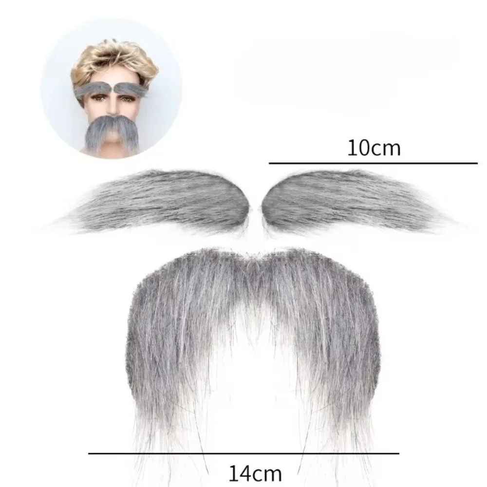 Funny Self-Adhesive Fake Beard Set Simulation Hairy Facial Hair Props Realistic Eyebrow Mustache Set Theater Performance