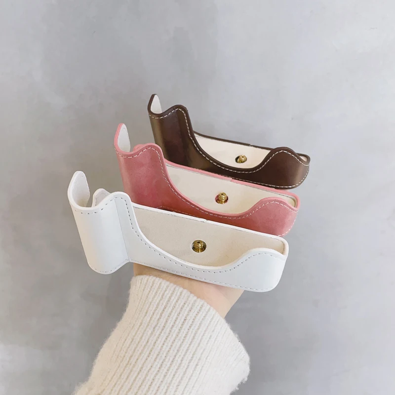 حافظة كاميرا لكاميرا Canon M50 PU قاعدة كاميرا جلدية نصف حافظة مع حزام كتف حقيبة واقية للمعصم زر فتح 1/4 برغي