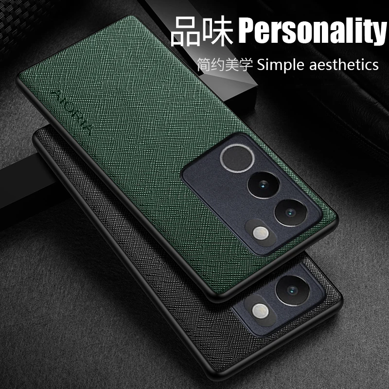 Luxury leather case for Vivo S17 Pro 5G, case with cross pattern for V29