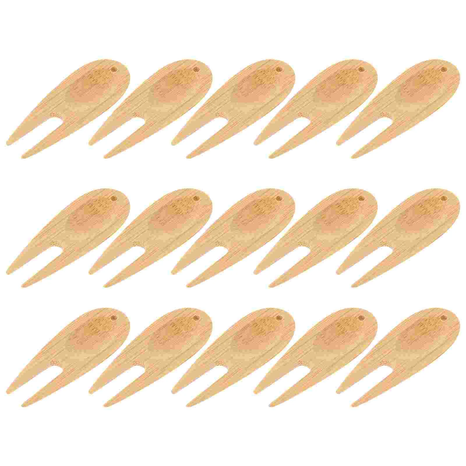 15 Pcs Golf Divot Green Bamboo Fork Door Knob Golfing Supplies Turf Gold Knobs Khaki Men's Trimmer