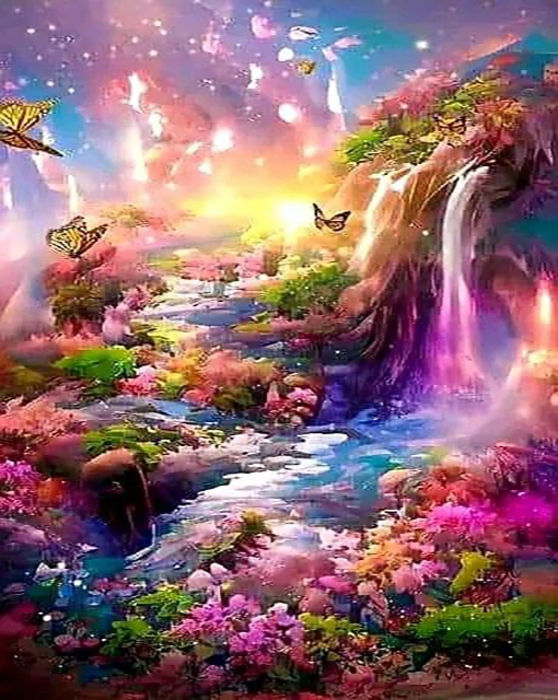 JMINE Div 5D Forest Falls Butterfly Wonderland Full Diamond Painting cross stitch kits art scenic 3D paint by diamonds