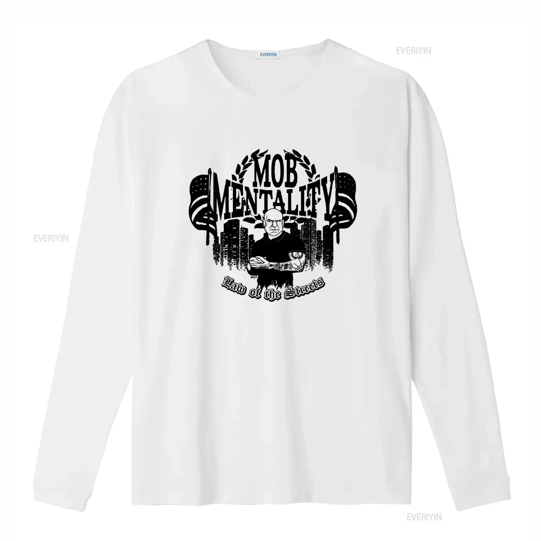 MOB MENTALITY LAW OF THE STREETS T Shirt Sizes S to 3XL Skinhead Punk Oi Style for Working Class vintage Washed Stretched