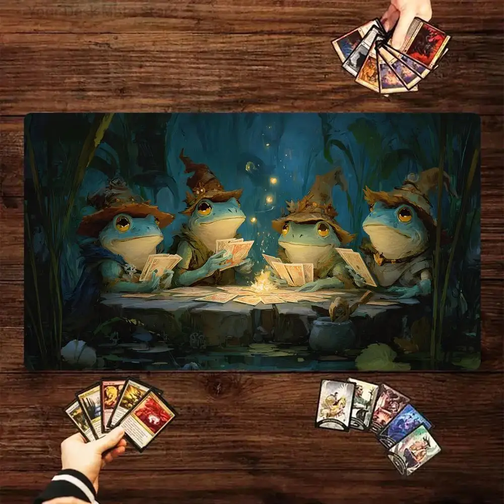Magic Playmat Gathering Gaming Mats Frog Wizard Theme Anime Schreibtischunterlage Schreibtischzubehör 35X60cm Mausmatte Raccoon Tapete Magic TCG