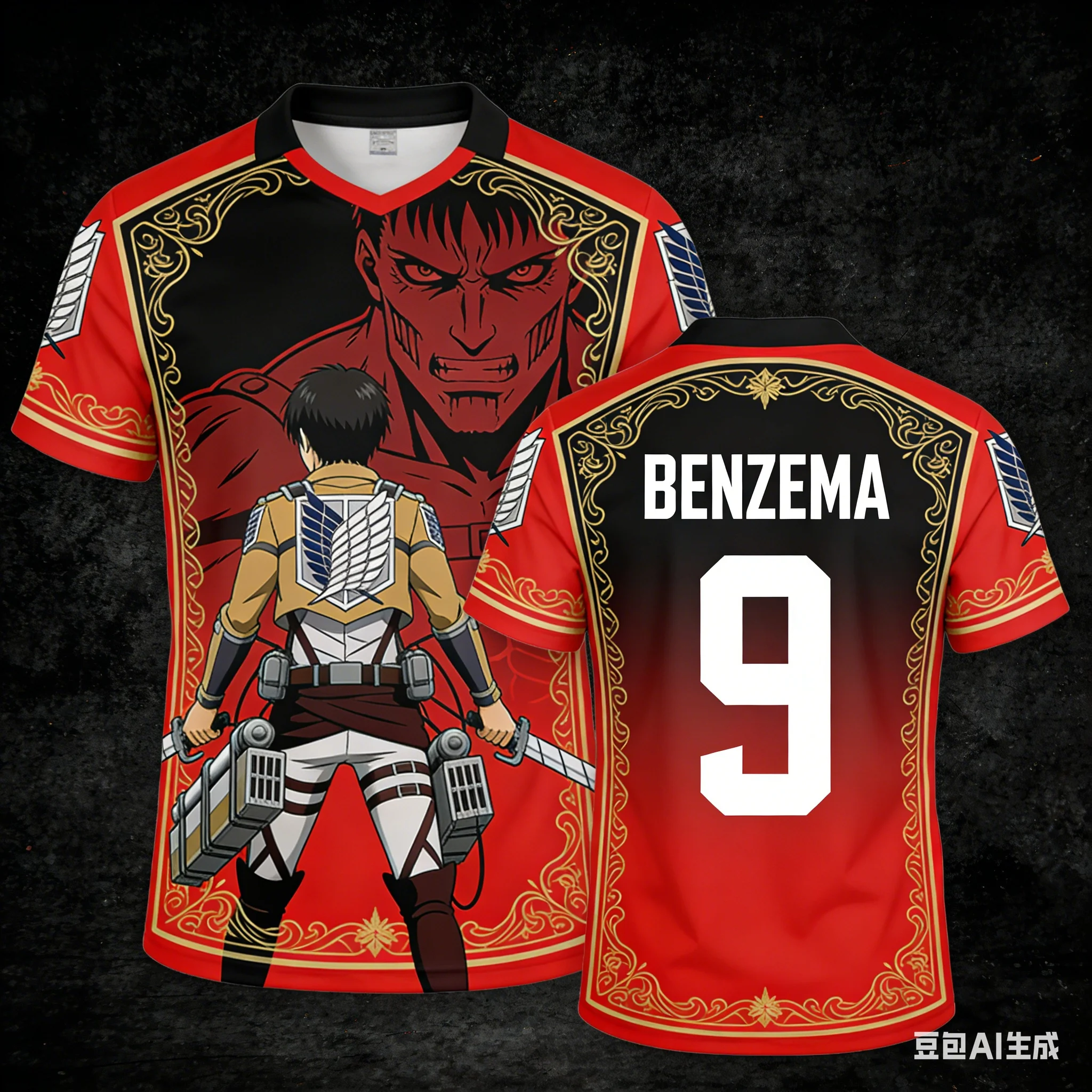 

Футболка с графическим принтом Attack on Titan × Soccer Star Collaboration, унисекс, модная, свободного кроя, повседневная, с коротким рукавом