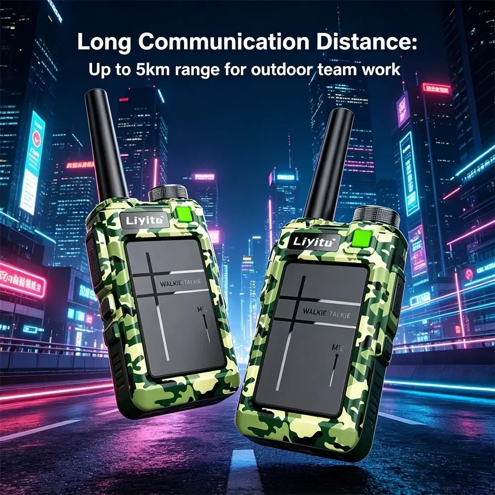 2Pcs Mini Walkie Talkie for Family Rechargeable Two Way Radio with Noise Cancelling Type C Clear Voice for Camping Hiking